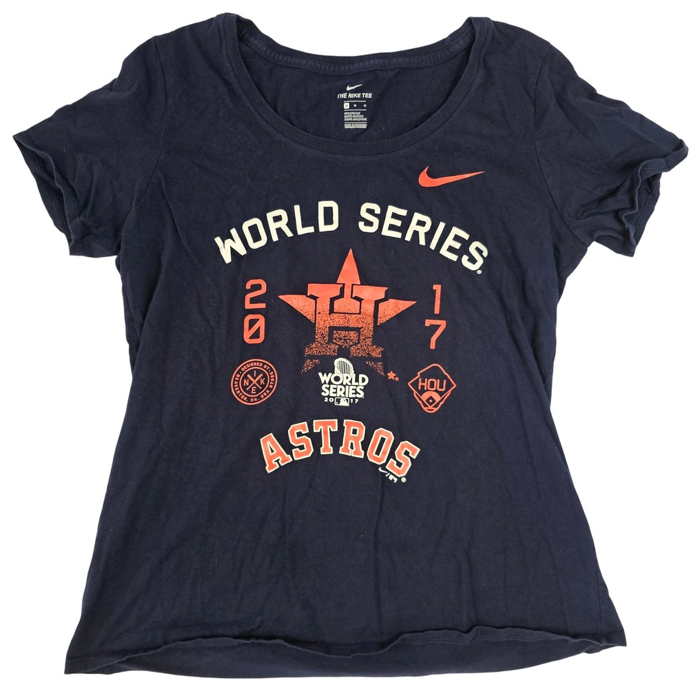 Nike Houston Astros 2017 World Series Champions Graphic Tee Navy Blue Womens M